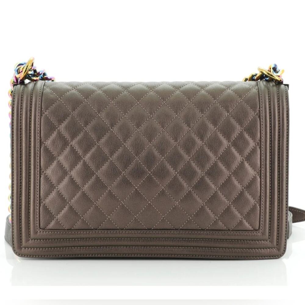 Chanel Brown Iridescent Mermaid Quilted Shoulder Boy Flap Bag goatskin leather - Picture 10 of 15